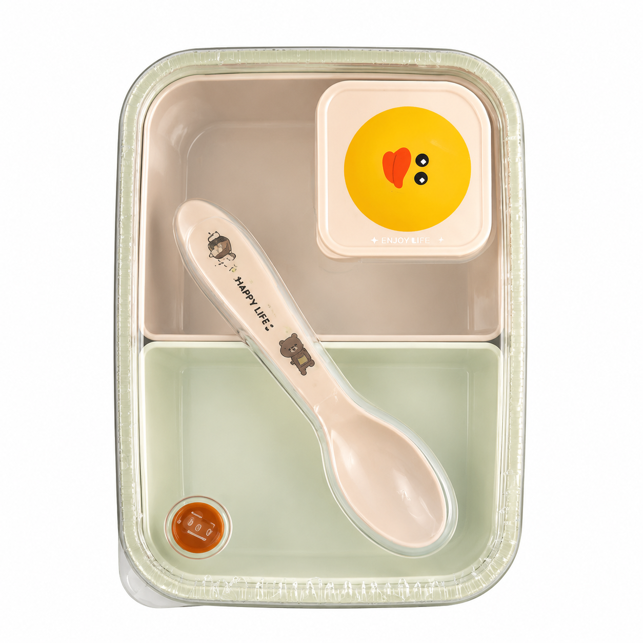 Cute Cartoon Kids Lunch Box Set with Spoon