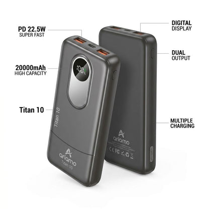 Ariamo Titan 20000mAh PD 22.5W Super Fast Charging Power Bank