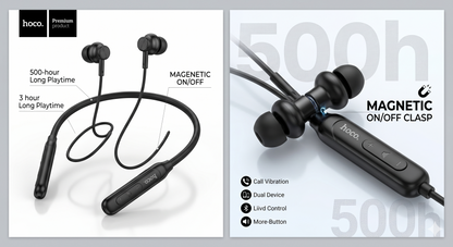 Hoco. Premium 500h Long Playtime Wireless Neckband Earphone